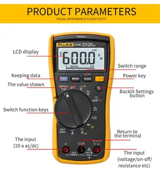 

Fluke 117C HAVC VoltAlert Backlight Digital Multimeter 117 True RMS