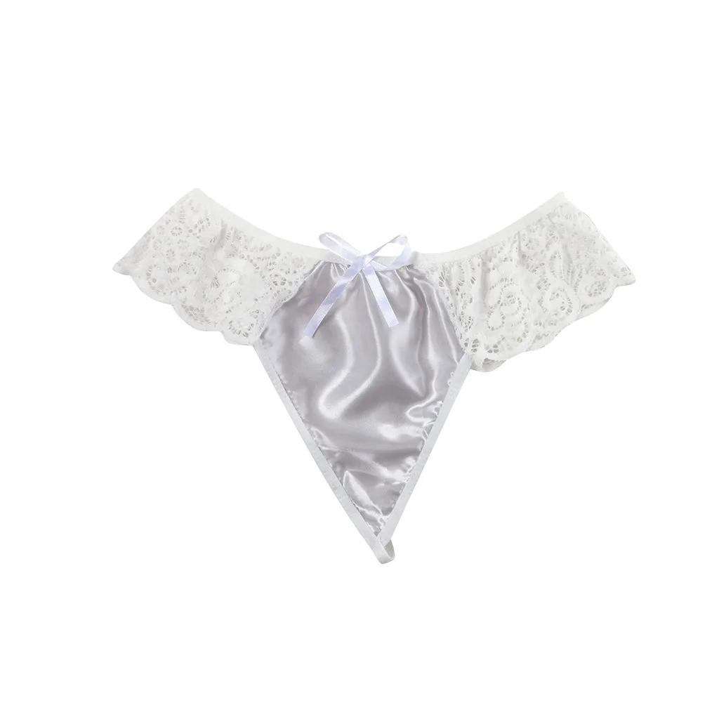 V-string Женские трусики стринги, сексуальное женское белье, стринги с бантом, женское прозрачное кружевное нижнее белье Bielizna damsk, экстремальные Трусы женски#5