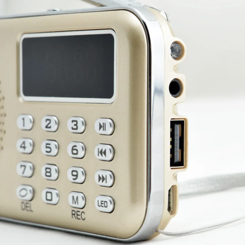 Portable Mini Radio Fm/Am Stereo Receiver Speaker Recorder Mp3 Player Support Tf Sd Card Usb Aux Flashlight