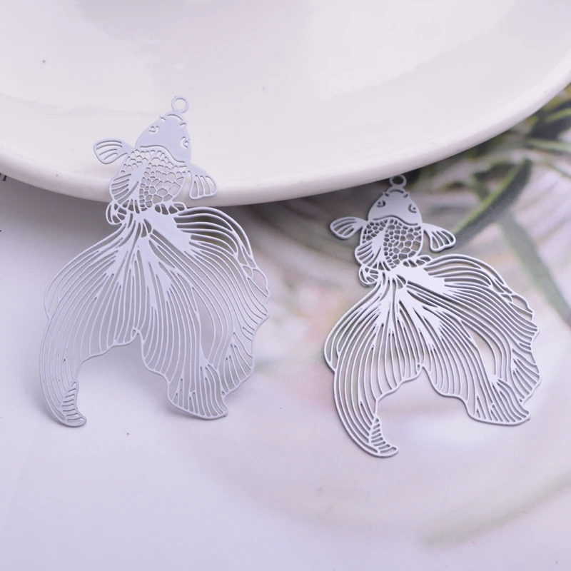 30pcs AB5587 32*49mm Silver Color And Rose Gold Goldfish Charms