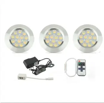 

12V Dimmable LED Under Cabinet Light Kit Ultra-thin led Puck Lights With RF Remote Controller Stick On Lights for Kitchen Closet