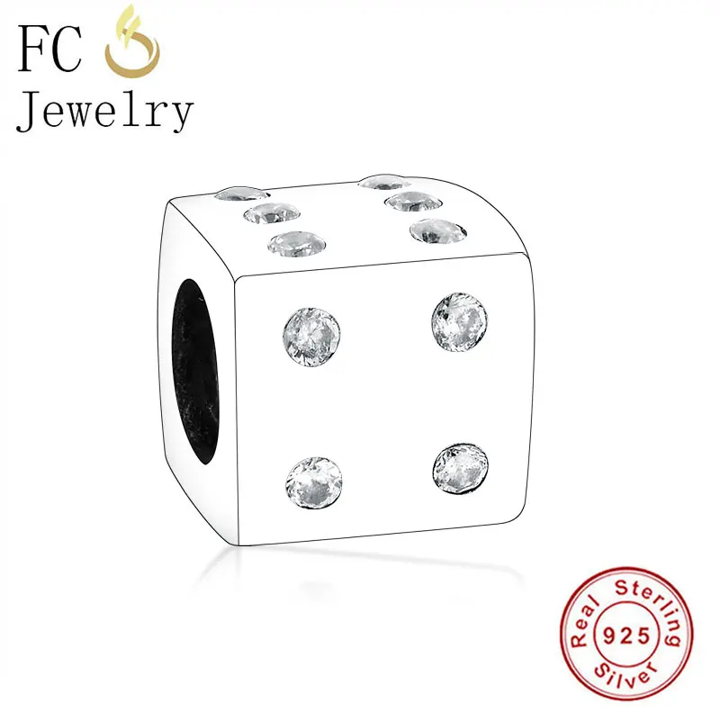 FC Jewelry Fit Original Brand Charms Bracelets 100% 925 Silver Square Cube Dice Zirconia Beads Making Kids Berloque 2020 NEW | Украшения и
