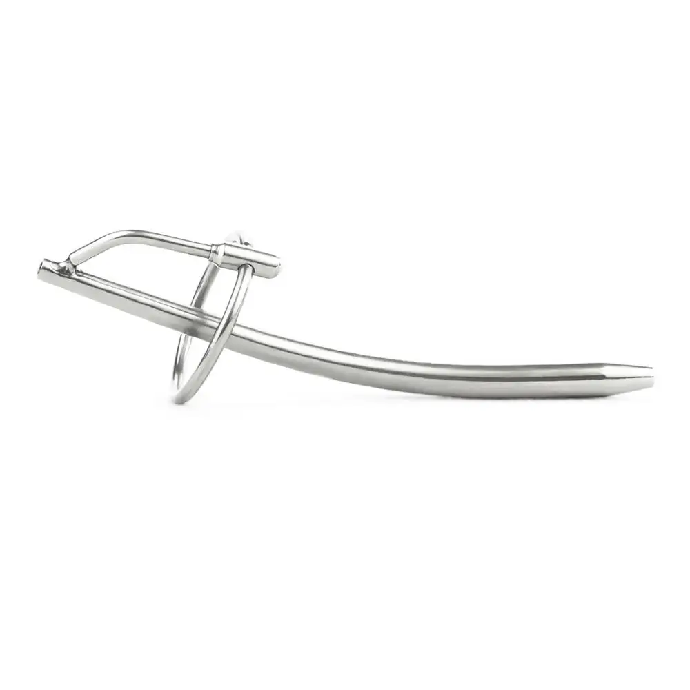 120mm Urethral Sounding Dilators Stainless steel Hollow Penis Plug With Glans Rings Catheters Sex Products for Men Sex Fetish