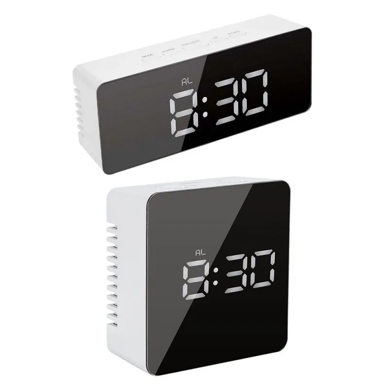 Цифровые часы USB цифровой светодиодный Будильник 12 H/24 H часы Повтор функциональное зеркало часы Крытый термометр электронные настольные часы