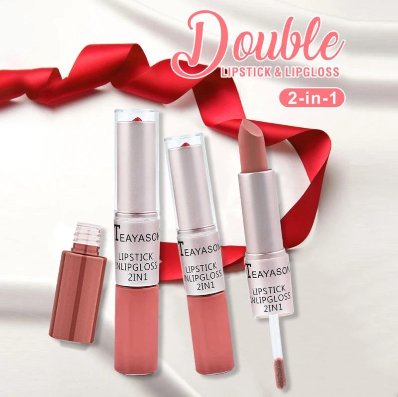12 Colors Double End Matte Lipstick Wateproof Long Lasting Pigment Eyeshadow Blush Red Lipgloss Lips Tint Makeup Cosmetics TSLM1