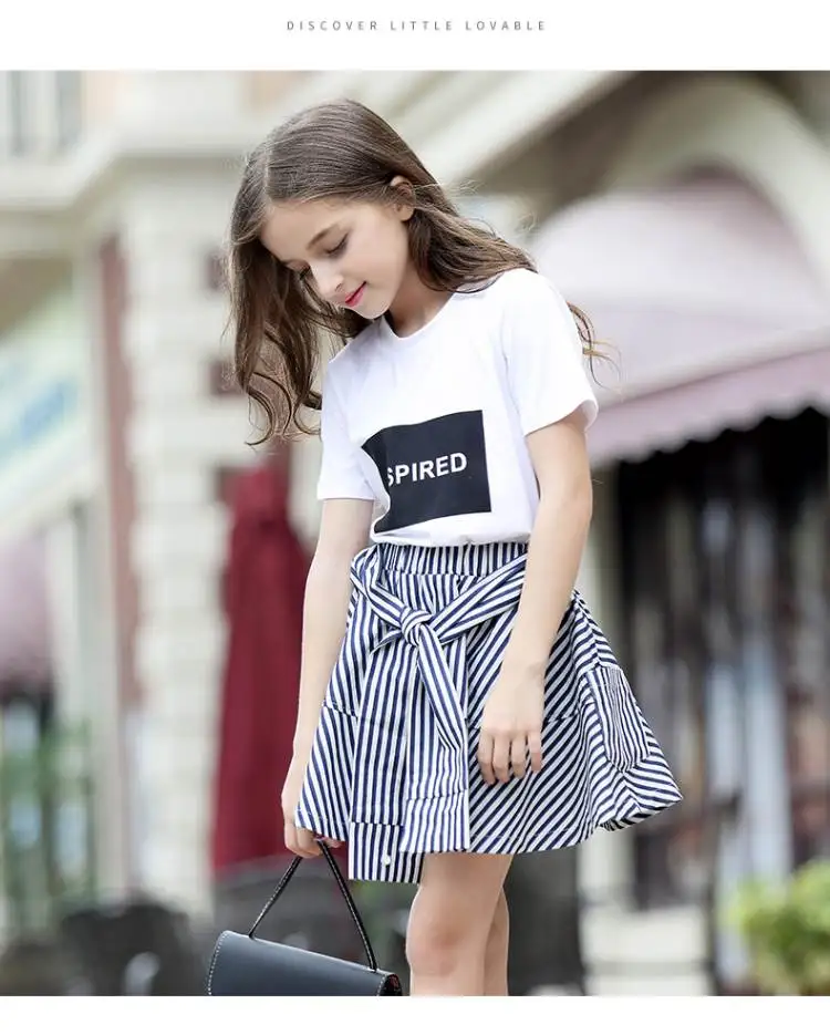 Летние шорты и юбки для девочек, комплект одежды для девочек из 2 ...