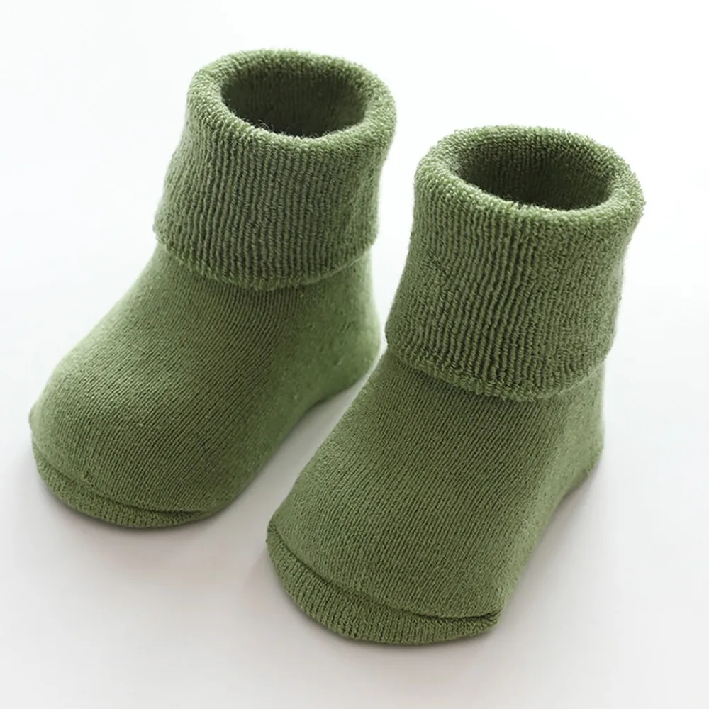 Нескользящие носки 3 пары однотонных носков для малышей осенне-зимние детские носки для мальчиков и девочек с резиновой подошвой, носки-тапочки, обувь, 4HJ
