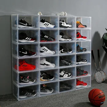 

1Pc Basketball Drawer Type Shoe Box Shoe Organizer Shoes Box Drawer Transparent Plastic Shoe Storage Box Shoes Display wall