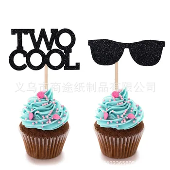 

Creative Two Cool Sun Glasses Cake Inserting Card Two Cool Boy Birthday Party Paper Cups Cake Flag