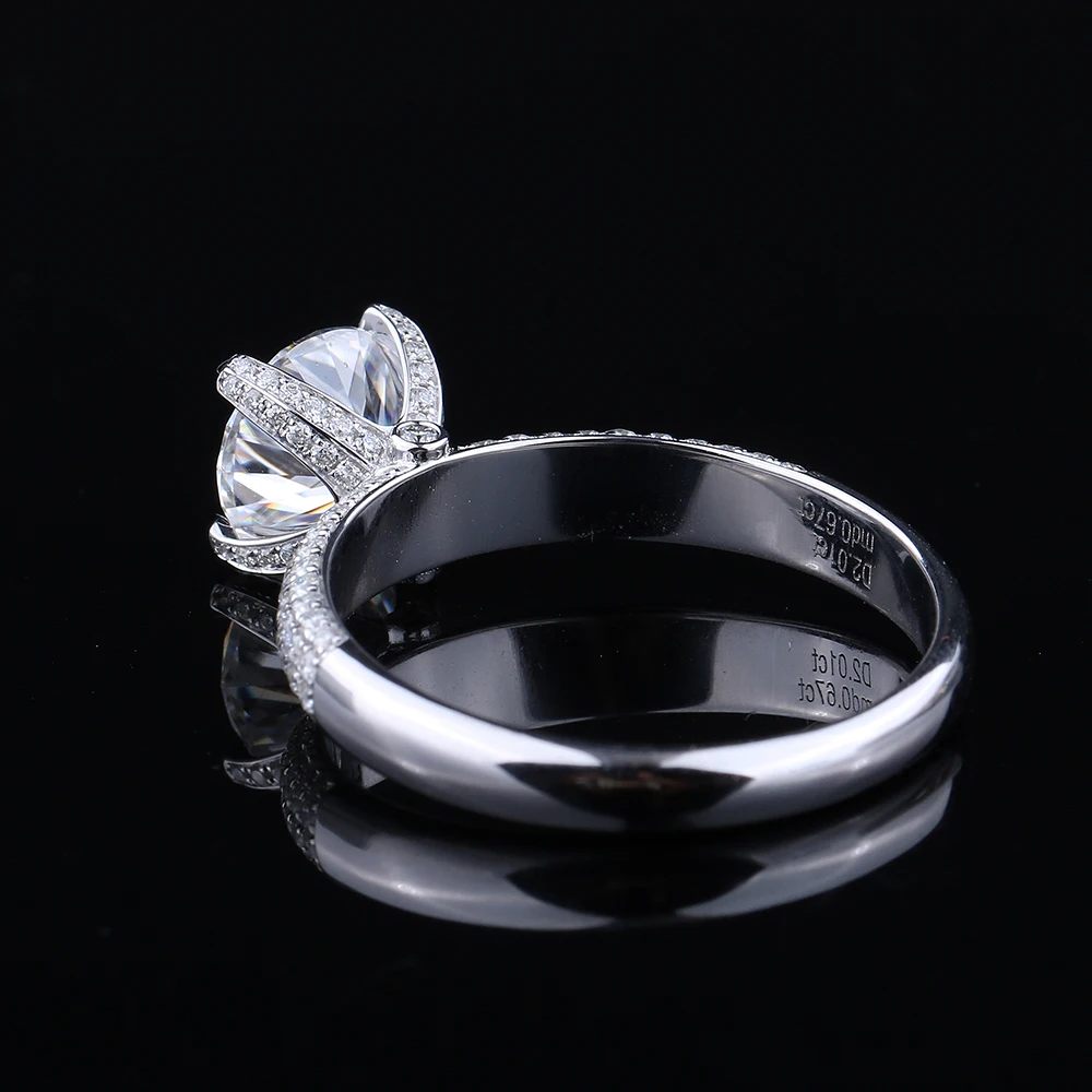 Твердое 18K Белое Золото AU750 1ct D круглое блестящее огранка 4 зубец обручальное