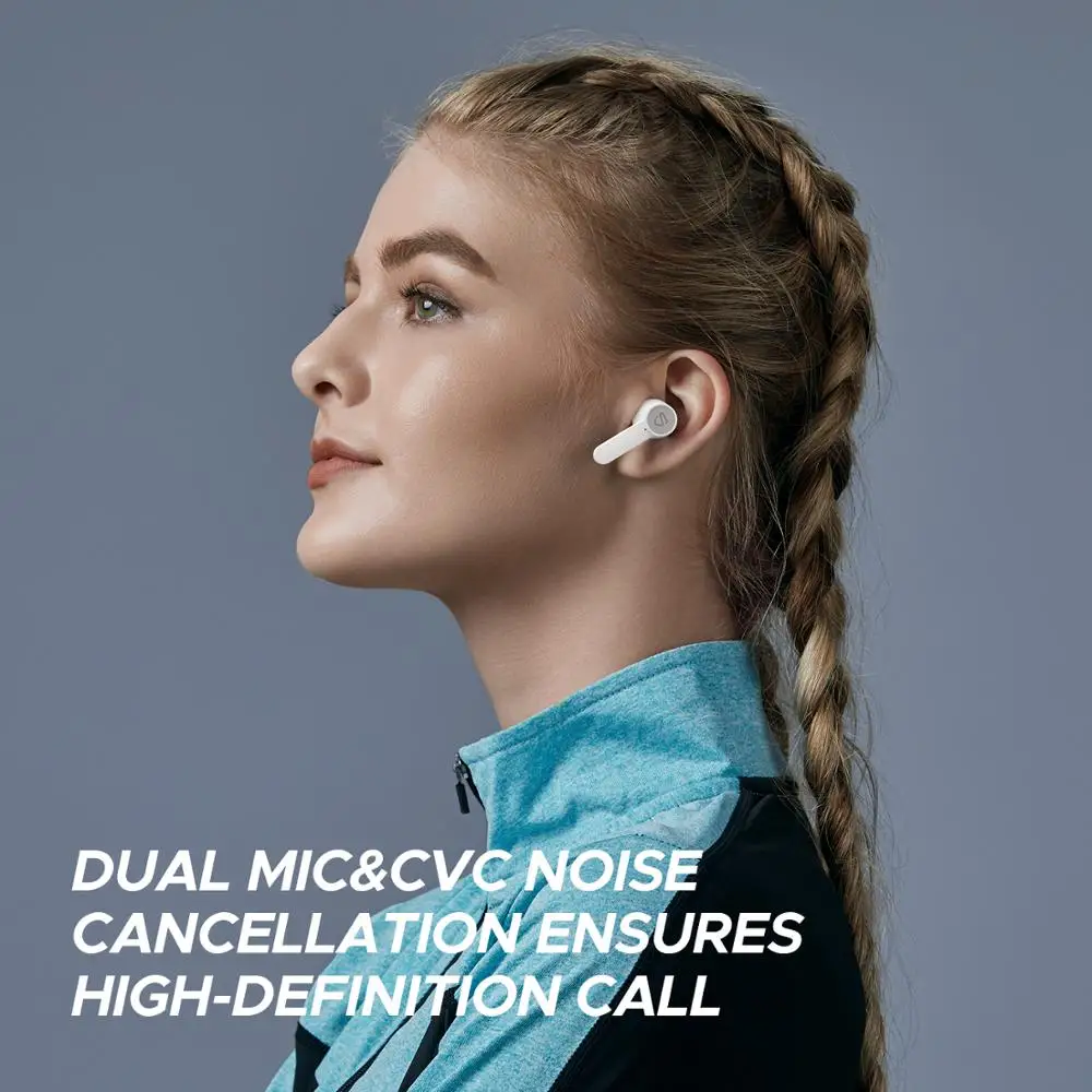 SOUNDPEATS Q True Wireless Earphones Bluetooth 5.0 Wireless Earbuds in-Ear Wireless Charging Earphone with 4-Mic 10mm Driver