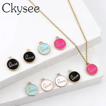 

Ckysee 10pcs/lot 12*14mm Black White Pink LOVE Charms Handmade Pendant For DIY Bracelet Necklace Jewelry Making Accessories