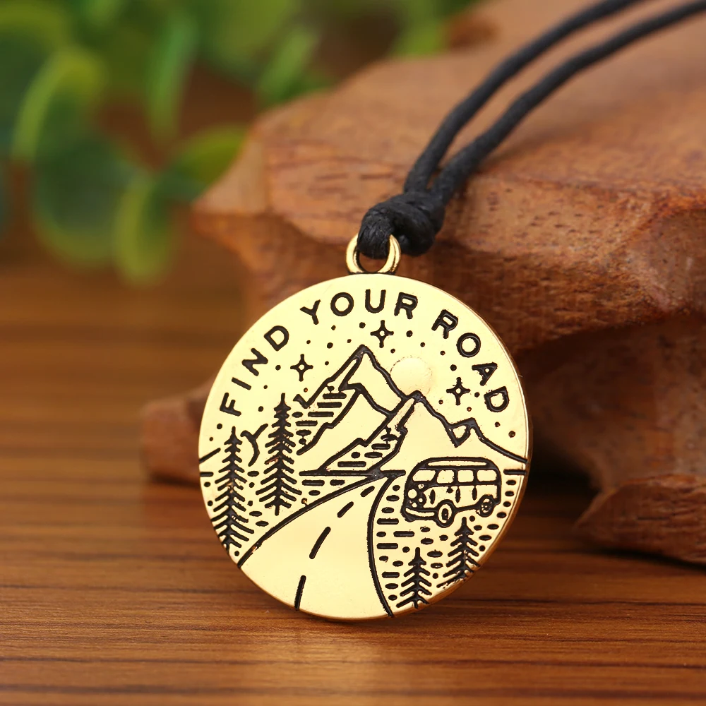 Dawapara Find Your Road Mountain And Tree Bus круглая подвеска ожерелье мужские ювелирные