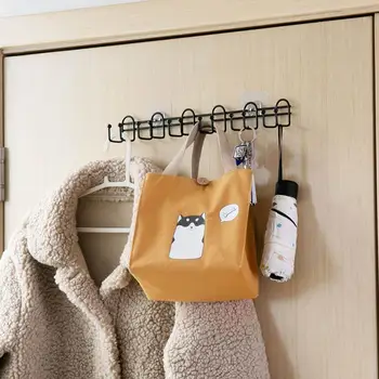 

Iron Art Coat and Hat Hooks No Punching Storage Racks Behind The Door Wall-mounted Sticker Hanger
