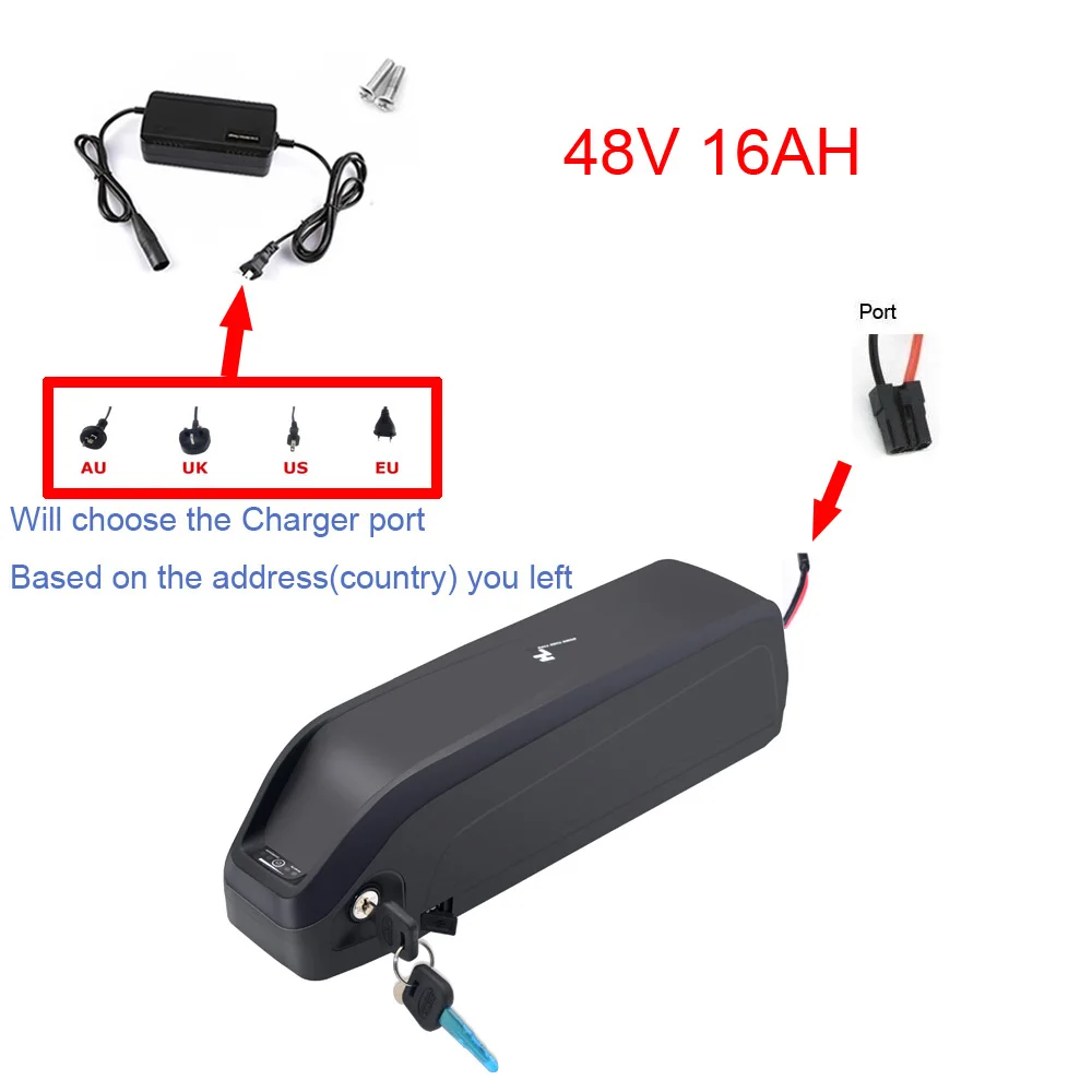 Электрический аккумулятор для электровелосипеда 48V 12.5Ah 16Ah 18650 ячеек концентратора среднего привода велосипеда батареи DIY - Цвет: 48V 16AH