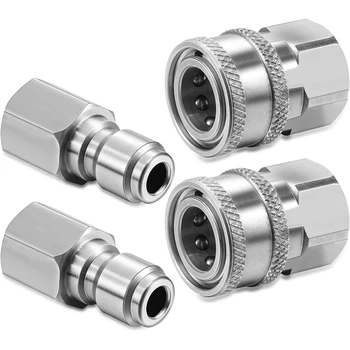 

2 Sets NPT 3/8 Inch Stainless Steel Male and Female Quick Connector Kit Pressure Washer Adapters