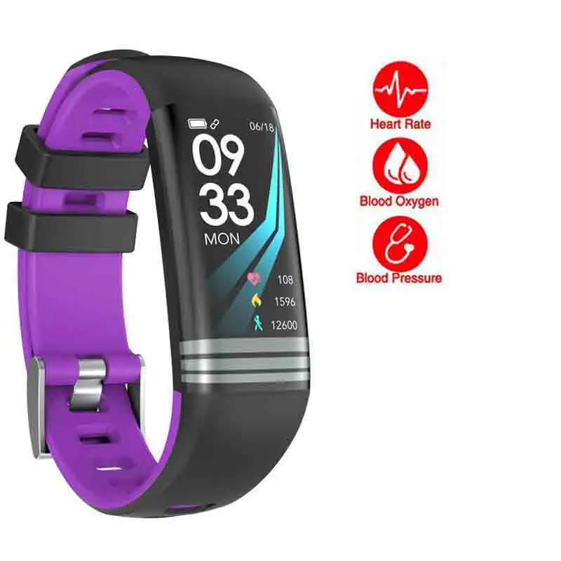 G26S умный Браслет цветной экран IP67 Водонепроницаемый сердечный ритм кровяное давление кислород Мульти спортивный режим Шагомер фитнес-трекер - Цвет: Фиолетовый