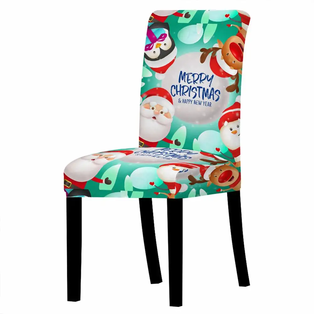 

3D Christmas Deer Print Chair Cover For Dining Room Chairs Covers High Back Living Room Chair Cover For Chairs For Party Wedding