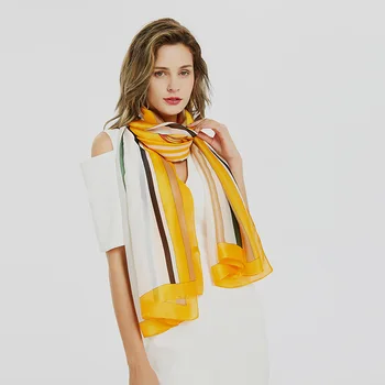 

2020 new women's printed silk long shawl scarf lady's high-end decorative large silk scarf sunscreen elegant beach towel