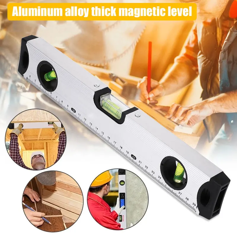 Spirit Level Plaything 300 мм горизонтальная линейка инструмент измерительная линейка Серебро Прочный угловой Калибр студенческий алюминиевый сплав