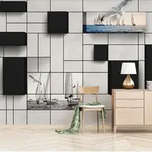 lCustom 3d modern wall brick sea sailing tv background wallpaper mural