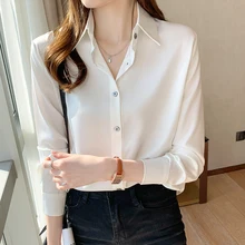Aliexpress - Korean Silk Women Shirts Blouses Women Satin White Shirt Woman Long Sleeve Shirts Blouse Woman Silk Blouse Basic Shirt Plus Size