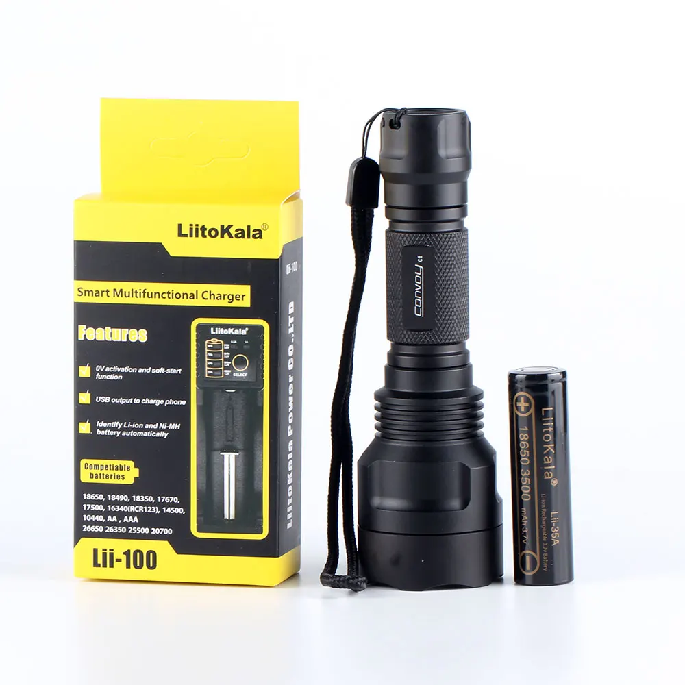 Конвой C8 Cree XML2 + 1 шт. умное устройство для зарядки никель-металлогидридных