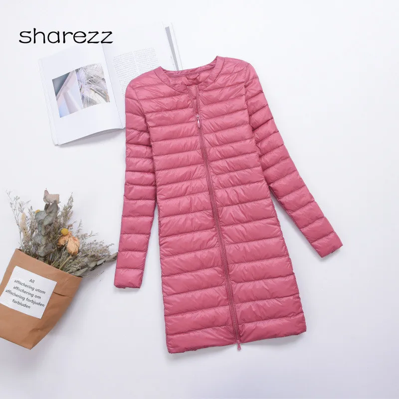 

2019 New Spring Autumn White Duck Down Coat Women Casual Fashion Collarless Ultra Light Down Jacket Female Warm Parka Plus Size