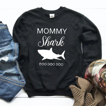 

Mommy Shark Doo Doo Doo Graphic Sweatshirt Women Fashion Funny Streetwear Mother Pullover Girl Kawaii Autumn Jumpers Drop Ship