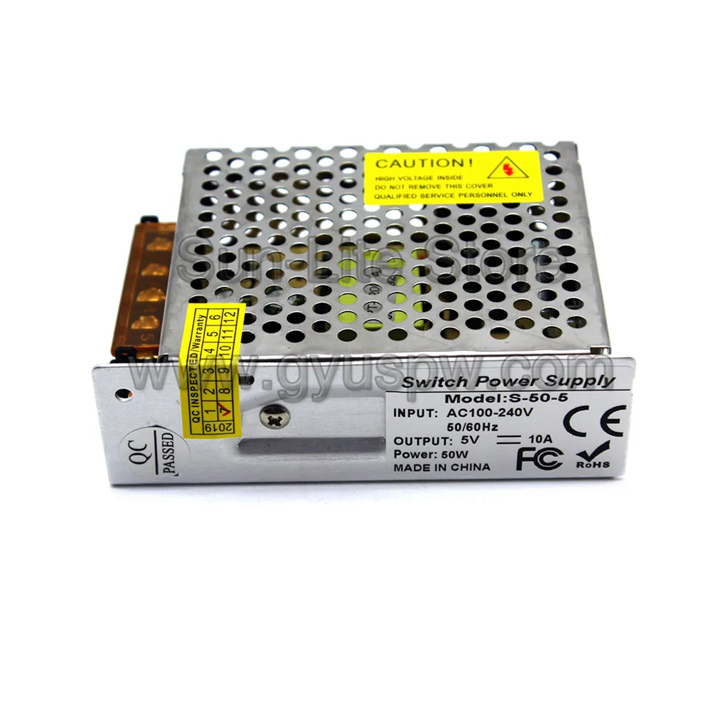 Переменный импульсный источник питания DC 5V 10A 50W Трансформатор 100-240V AC к DC5V SMPS для светодиодный USB дисплей освещение монитор CCTV