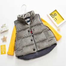 Детский Теплый Бархатный жилет; сезон осень-зима; толстый пуховый хлопковый жилет золотого цвета для мальчиков и девочек; детский жилет