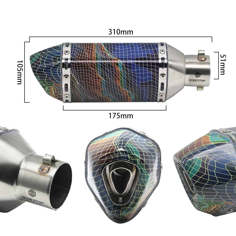 ZSDTRP универсальный мотоцикл Akrapovic выхлопной Мотокросс глушитель выхлопной системы для FZ6 CBR250 CB600 MT07 ATV Грязь велосипед ямы - Цвет: P 01