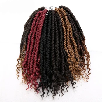 

12'' Senegalese Twist Braids Crochet Braiding Hair Extensions Ombre Synthetic Hair pre stretched For Women Black Passion Twist