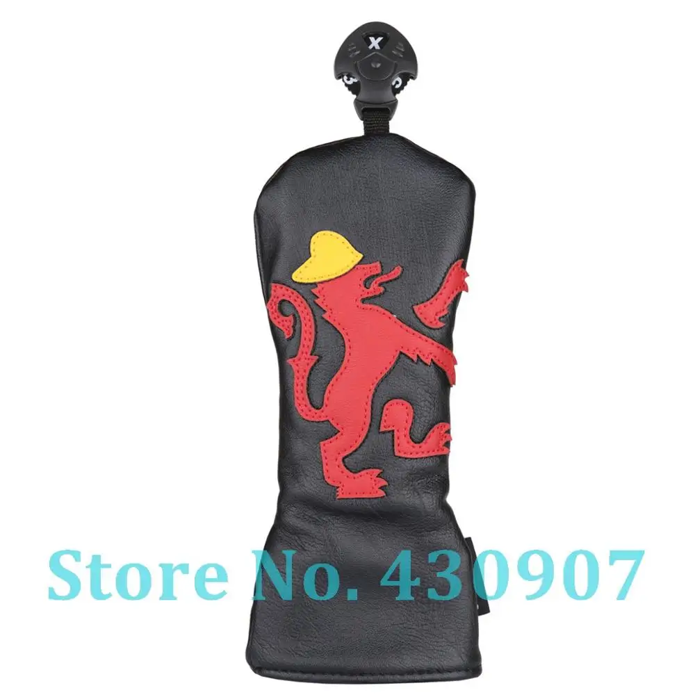 1pc Black PU Leather with Lion Design Golf Club Fairway Wood Head Cover #3 #5 FW Headcover No Tag | Спорт и развлечения