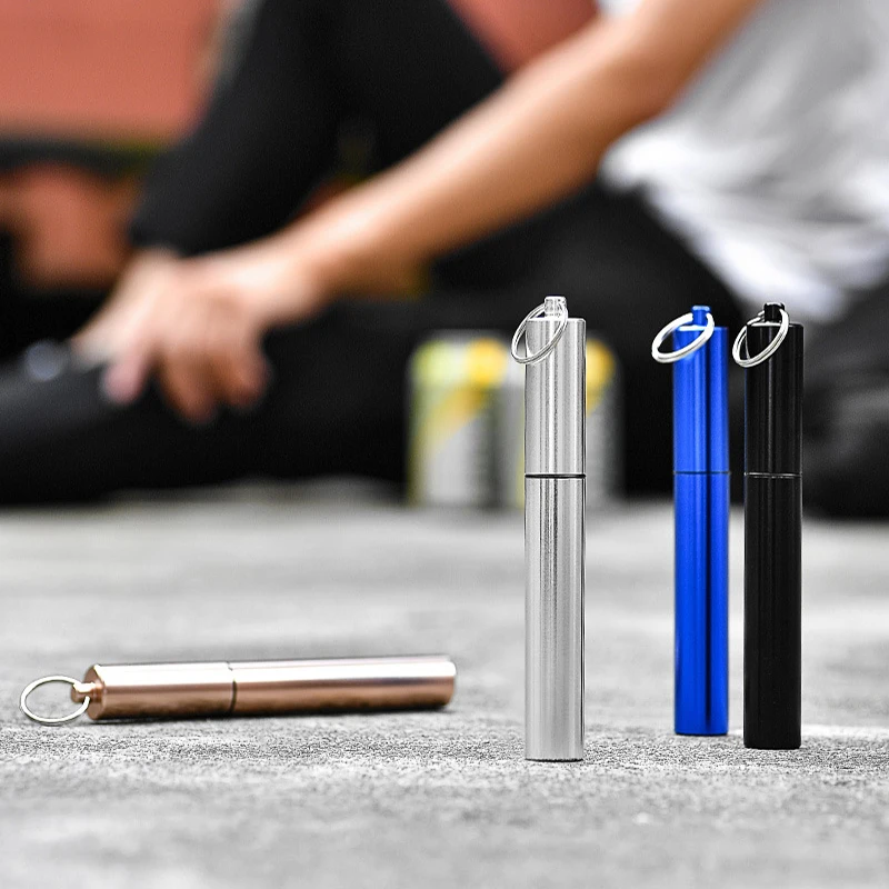 Telescopic Drinking Straw Stainless Steel Portable Travel Straw Metal Reusable Straws With Brush Cocktails Tools Bar Accessories