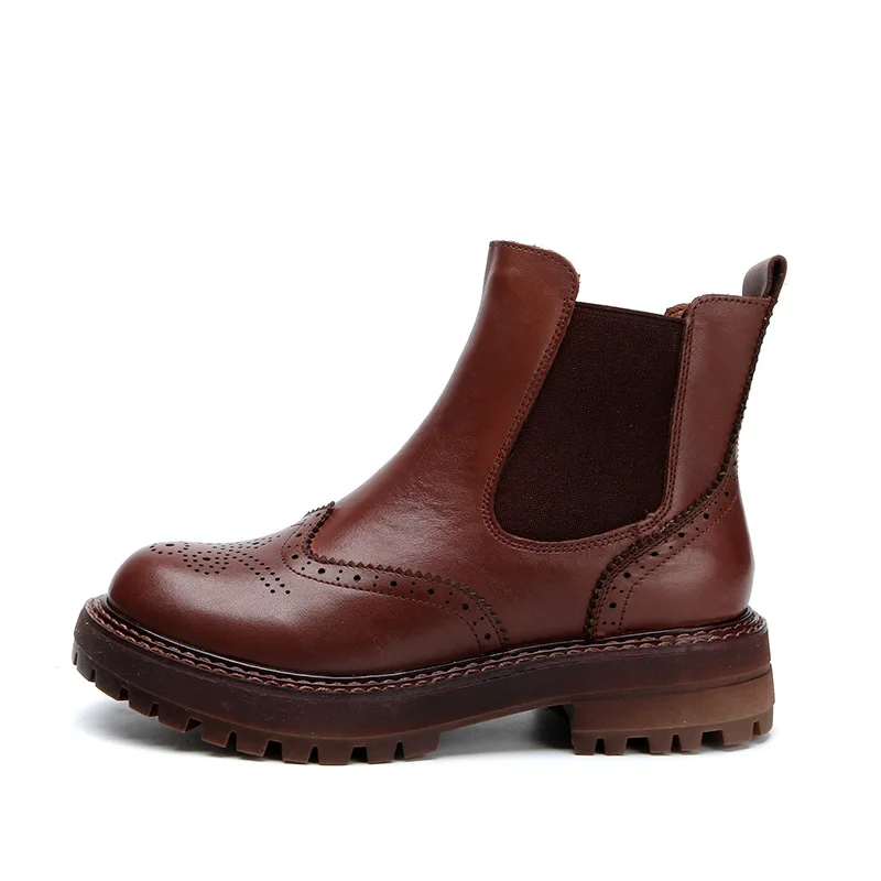 

Short Boots Women's Autumn and Winter New Genuine Leather Chelsea Boots Women's British Style Literary Retro Trend Women's Boots