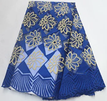 

blue african lace fabric african french lace fabric hot sale 5yards embroidered nigerian lace fabrics for wedding dress PS-A12