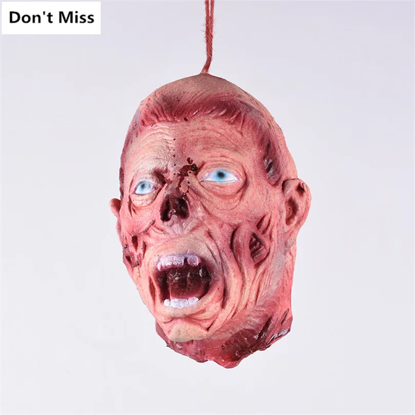 

Halloween Decorations Horror Props Realistic Latex Men Bald Ghost Head Creepy Hang Ornament Bloody Reaper Doll Heads Party Decor