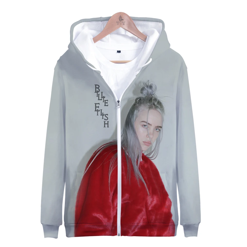Billie Eilish za модная толстовка с капюшоном для женщин и девочек, детская толстовка, куртка с капюшоном, пальто на молнии, одежда