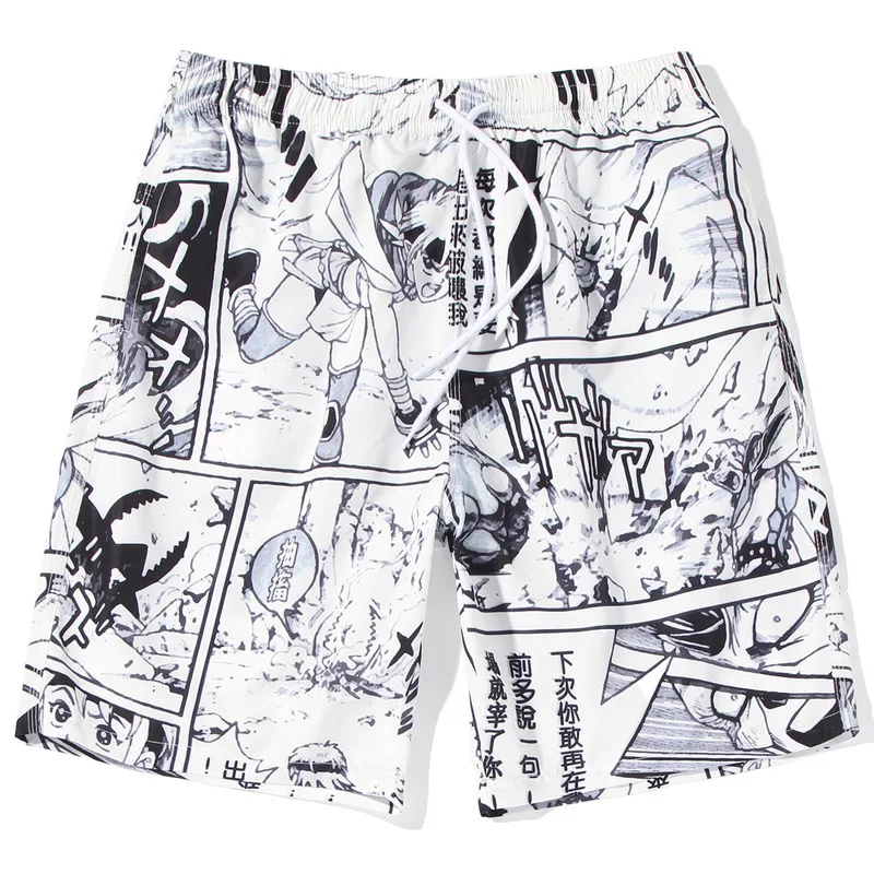 Новое поступление, летние мужские повседневные Капри с принтом граффити, пляжные быстросохнущие Большие Штаны средней длины, свободные мужские шорты с рисунком