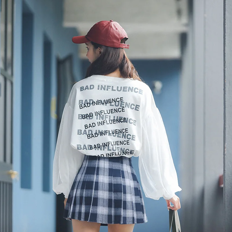 Модный осенний сетчатый спортивный свитер с вышивкой женский пуловер длинными