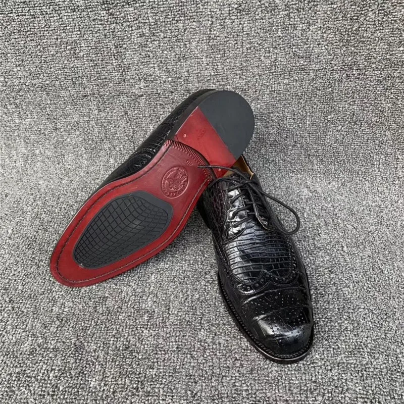 Британский стиль, настоящая крокодиловая кожа, подошва Goodyear, одежда бизнесмена, обувь из натуральной кожи аллигатора, мужская обувь на шнуровке