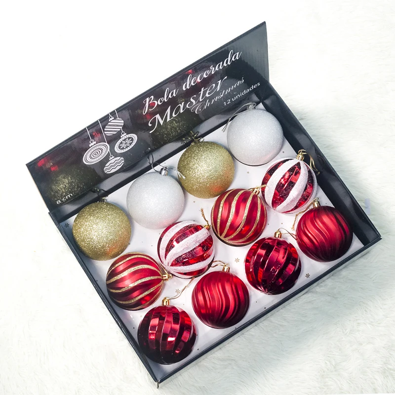 

12xMixed Material Christmas Balls Baubles Fillable Xmas Tree Ornament Props Hot