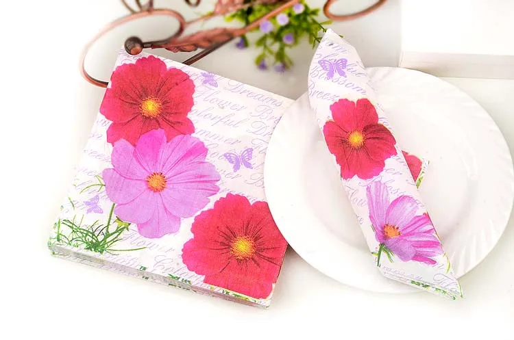 10 шт. бумажные салфетки с цветочным рисунком|Одноразовая посуда для вечеринок| |