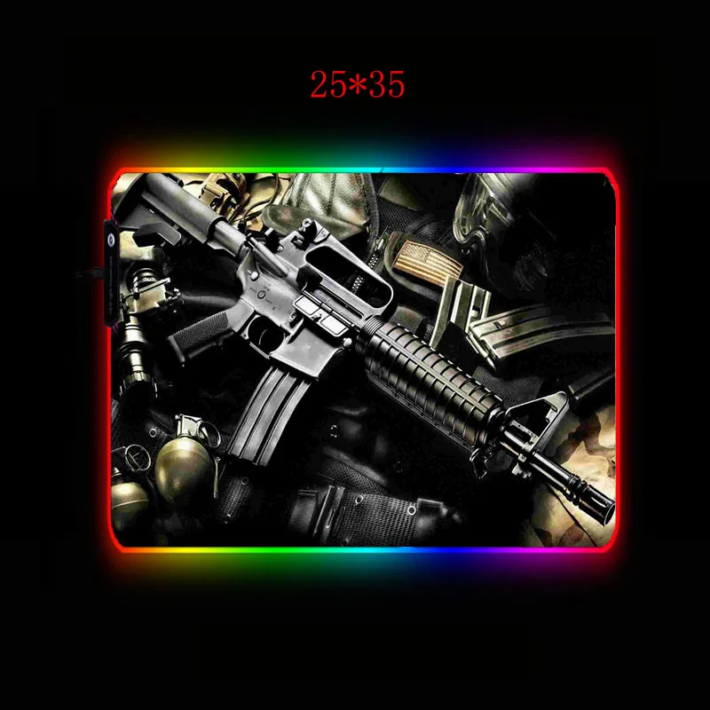 Yuzuoan механический пистолет RGB большой игровой Мышь коврик игровой плеер USB проводной светодиодный освещение Красочный Световой Водонепроницаемый прочный Мышь Pad