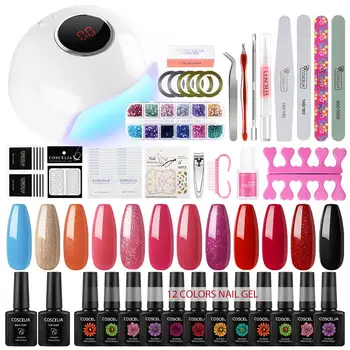 

COSCELIA 10ml Nail Kit UV LED Lamp Professional Set Varnish For Stamping All For Manicure Gel Nail Polish Set Nail Art Tools