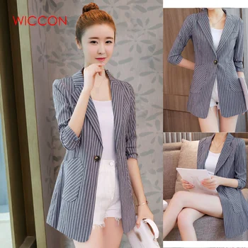 

Autumn Women Slim Blazer Coat 2020 New Fashion Casual Jacket Three Quarter Sleeve One Button Suit Ladies Blazers Work Wear