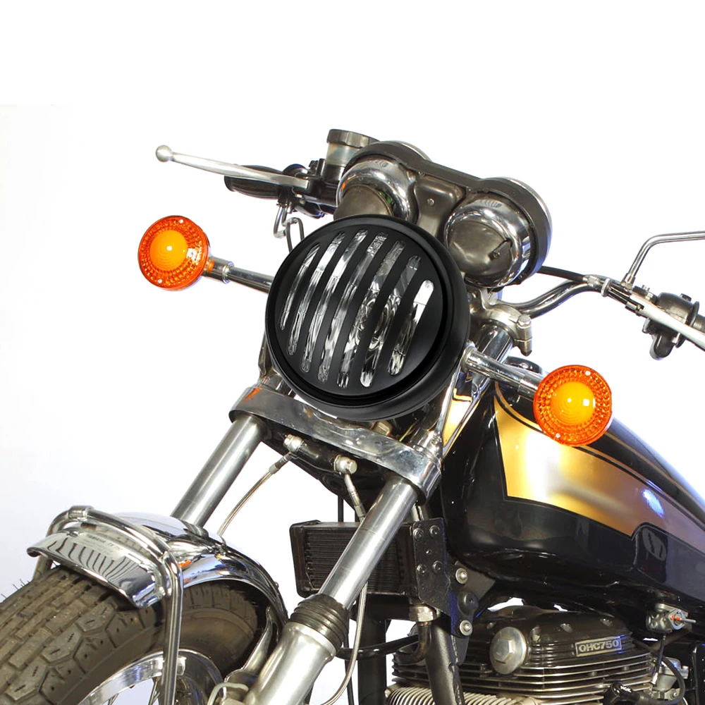 

LEEPEE Round Lamp Motorcycle Grill Headlight Motorbike Retro Headlights Car Styling DC 12V Front Light Universal