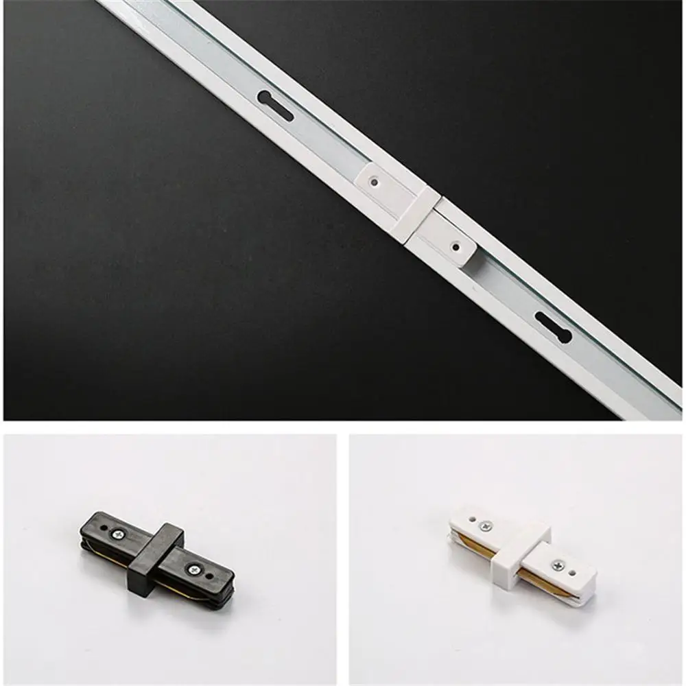 Black White 0.5m 50cm Track for Track Light 2 Wire Rail for Track Lamp L T Universal Power Docking Track Jointer Connector 4