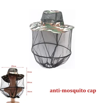 

Beekeeping Hat Wide Brim Camouflage Mosquito Net Fishing Cap Bee Flying Insects x1 pc
